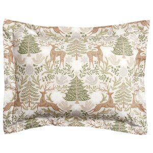 2 Pottery Barn Solstice Percale Standard Pillow Sham Covers Deers Bucks Tree NWT